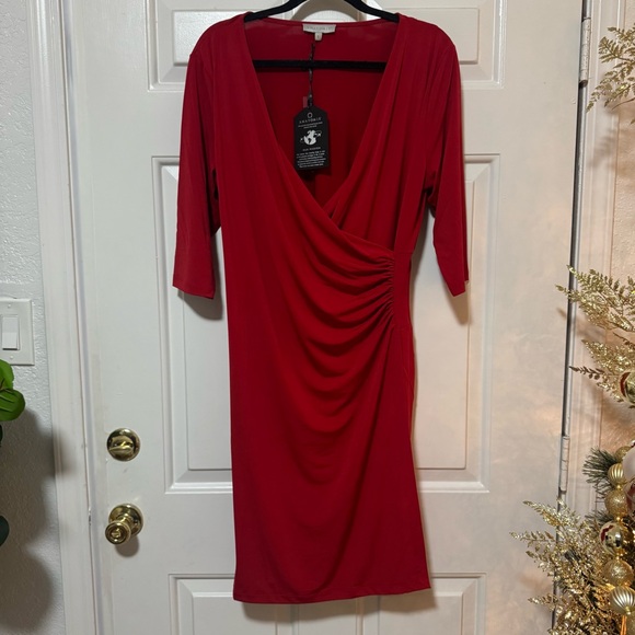 Anatomie Marine Travel Res Dress  Faux Wrap Size Large NWT $248 - Picture 2 of 9